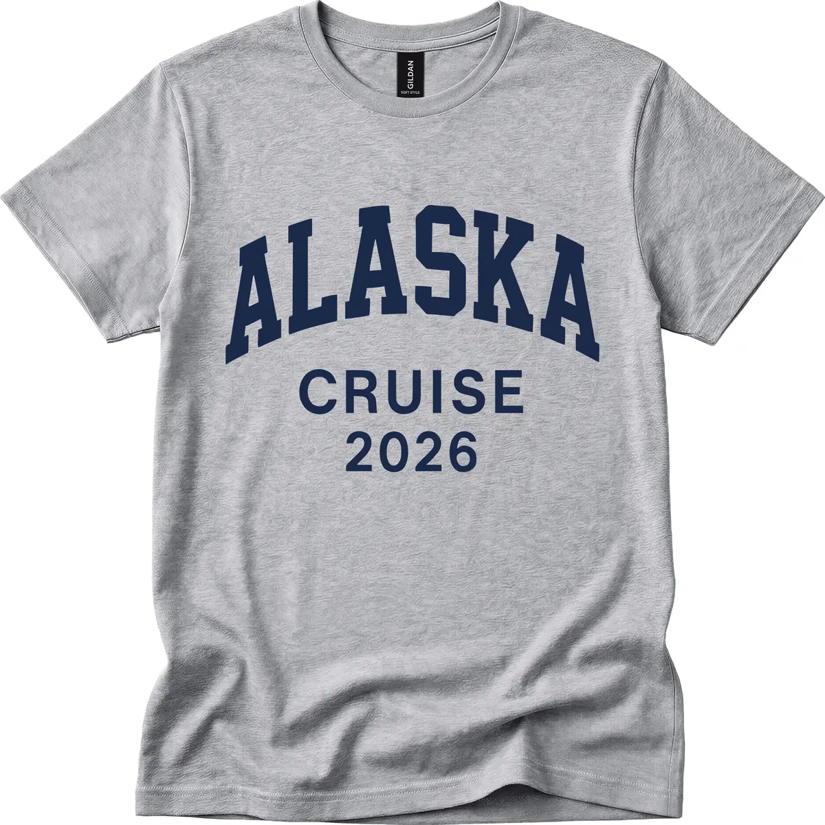 Alaska Cruise 2026 Bold Text Design T-Shirt in Sport Grey