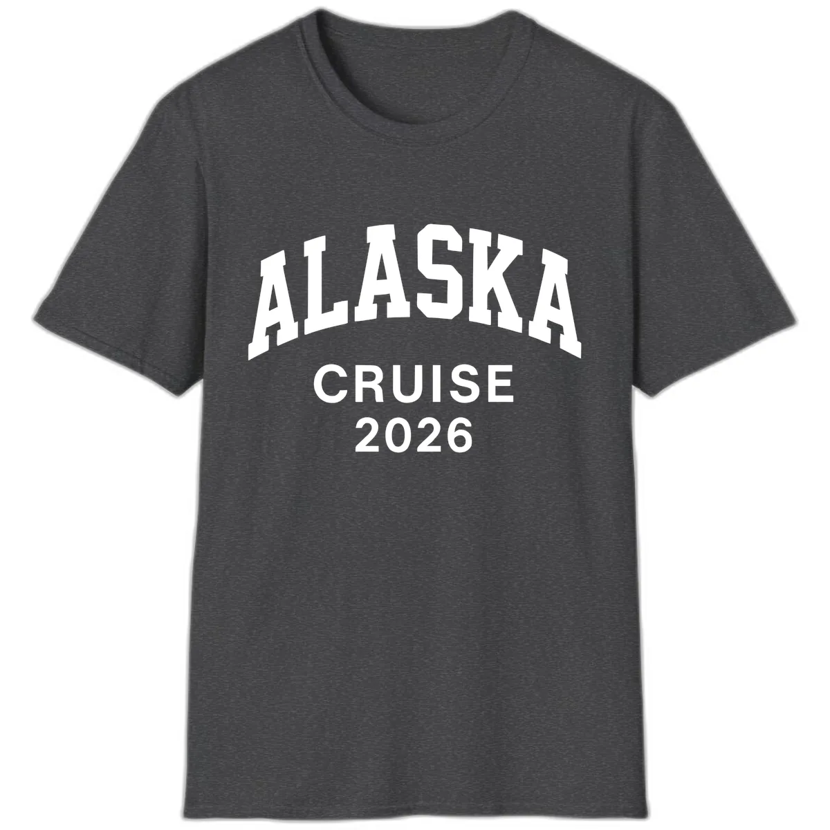 Alaska Cruise 2026 Bold Text Design T-Shirt in Dark Heather