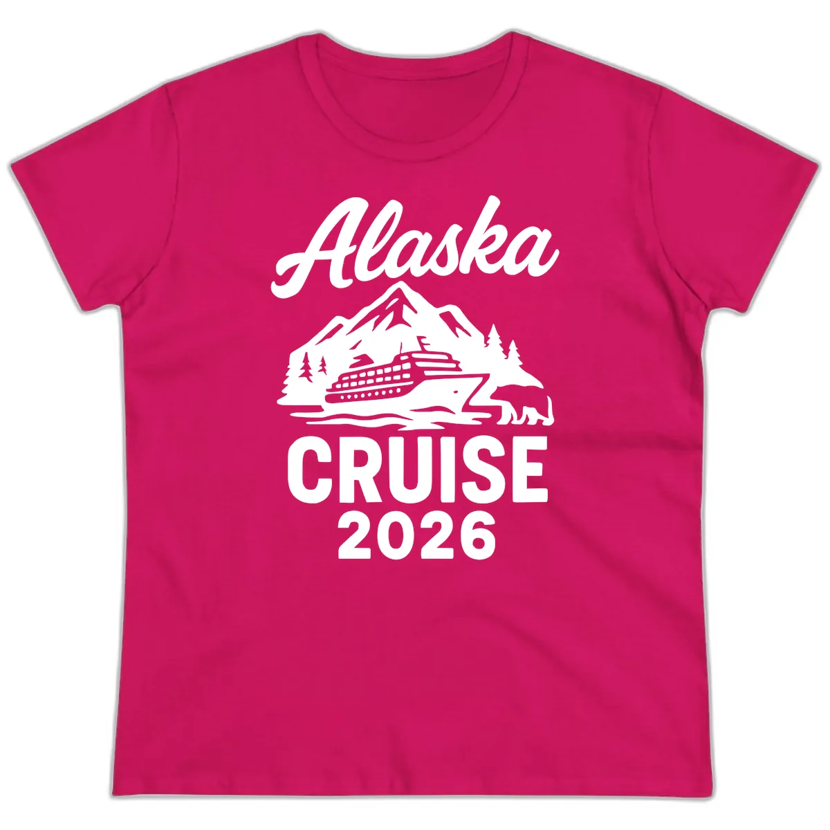 Alaska Cruise 2026 Adventure Ladies Tee in Heliconia