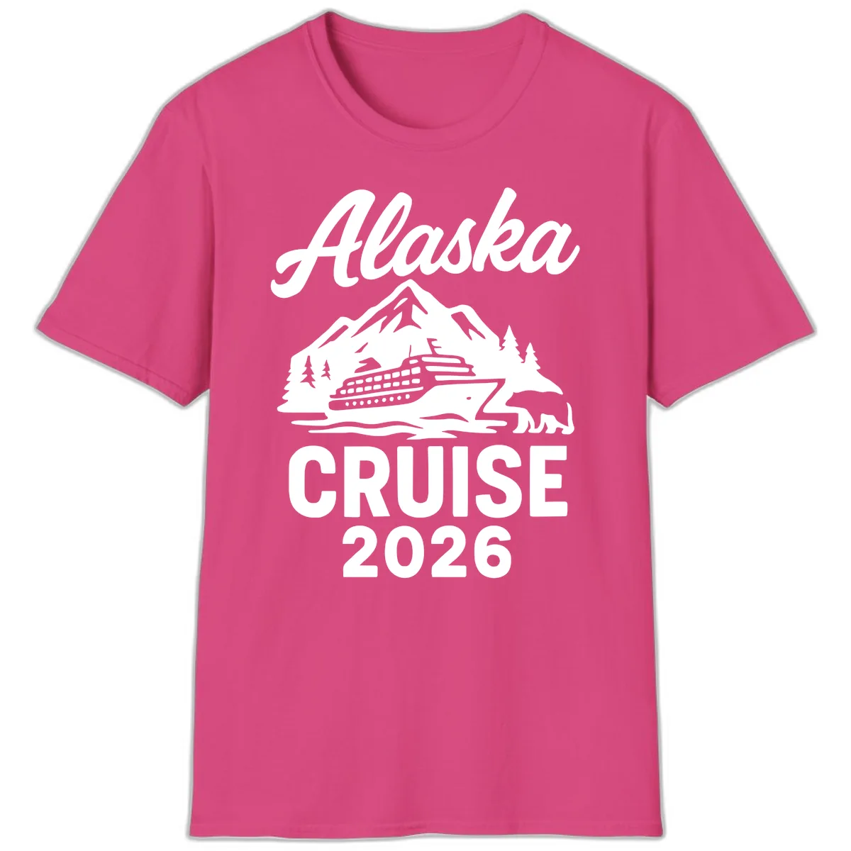 Alaska Cruise 2026 Adventure T-Shirt in Heliconia