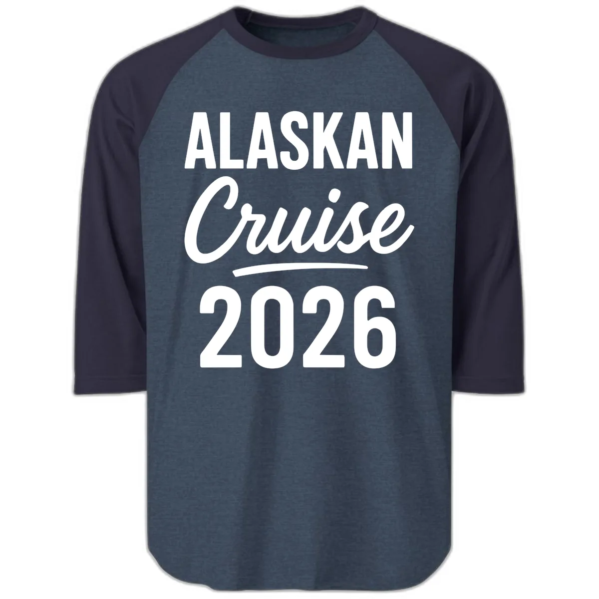 Alaskan Cruise 2026 Raglan 3/4 in Heather Denim Navy