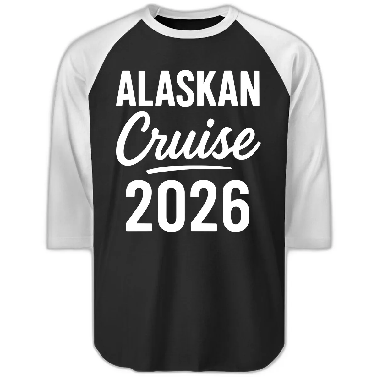 Alaskan Cruise 2026 Raglan 3/4 in Black White