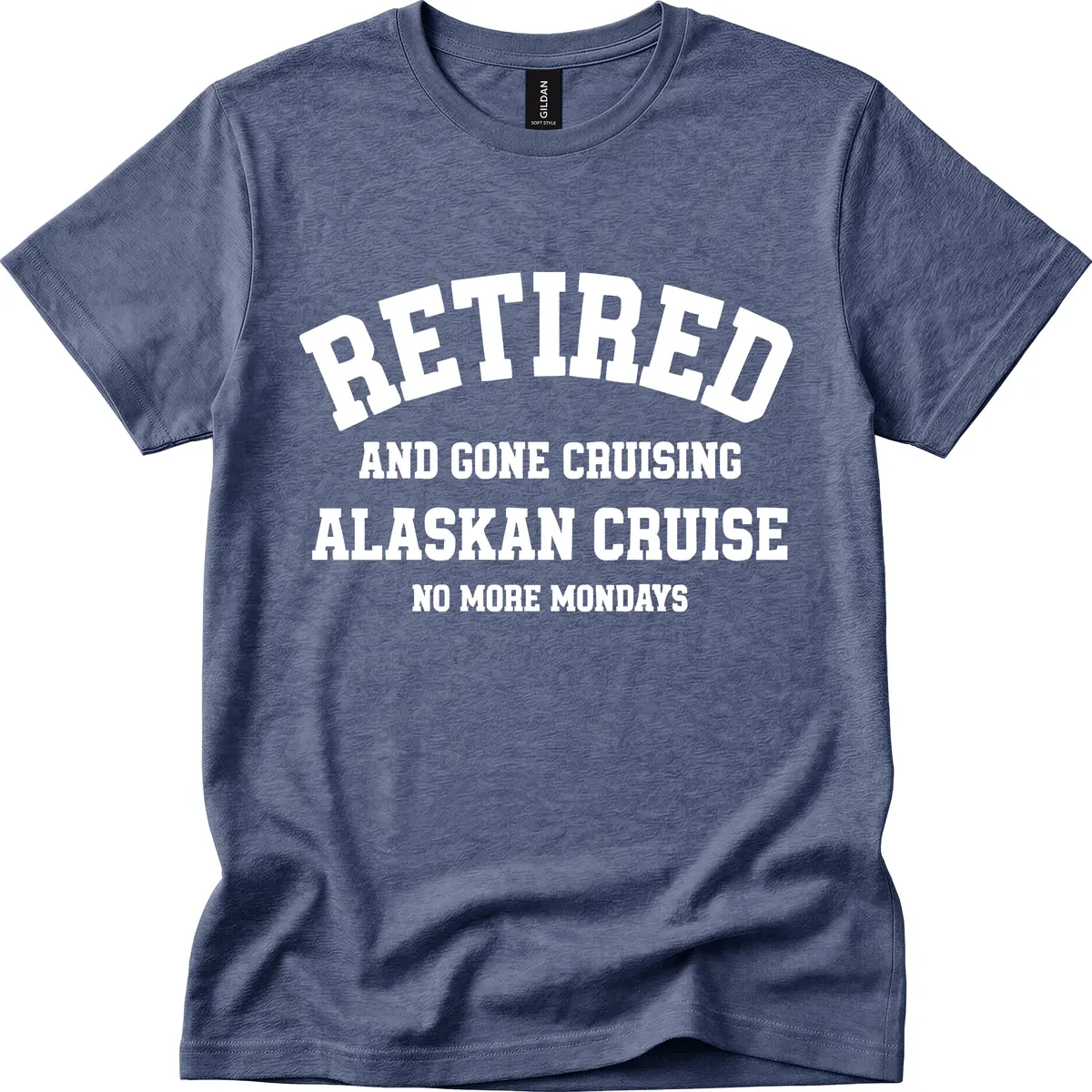 Retired And Gone Cruising Alaska T-Shirt in Heather Navy