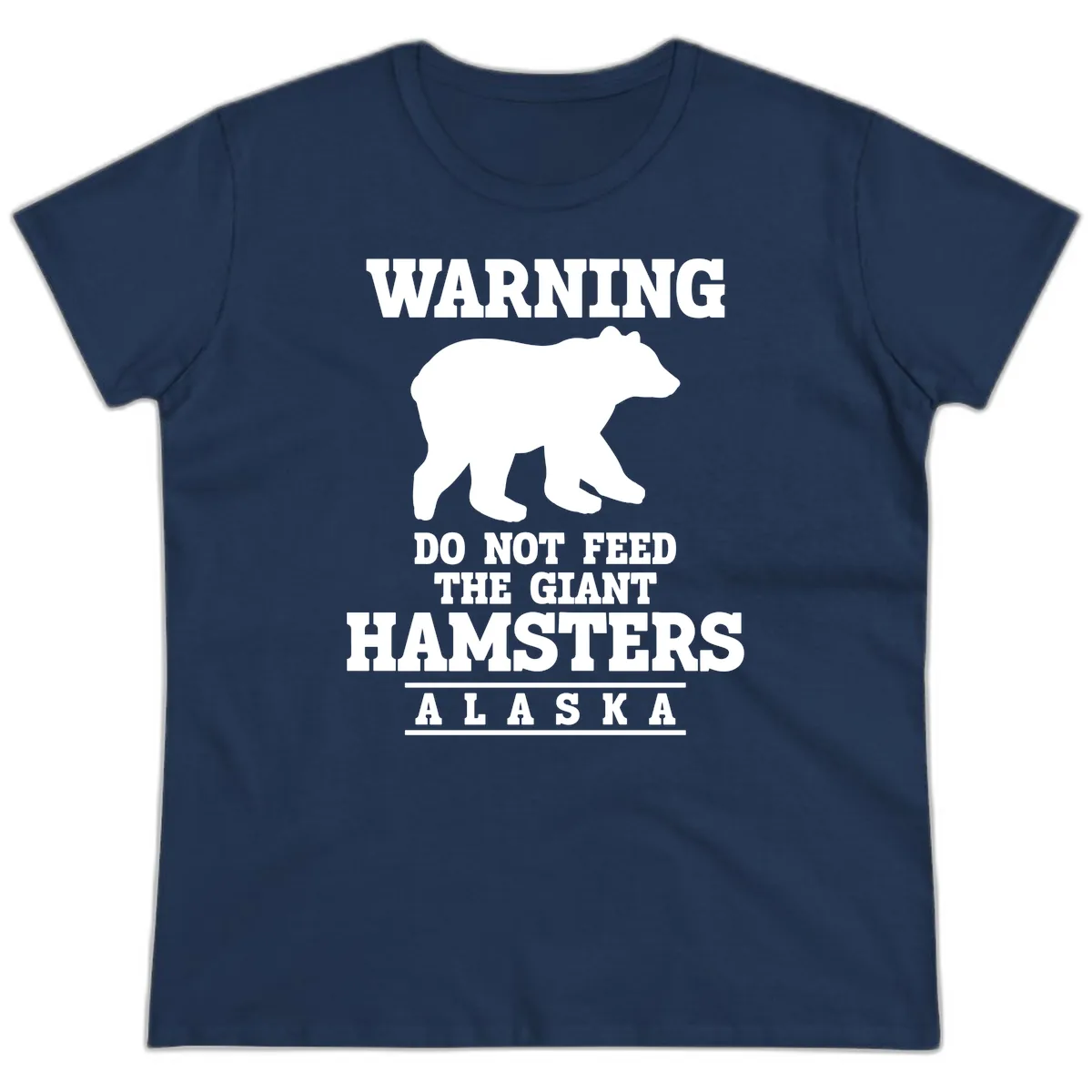 Do Not Feed The Giant Hamsters Ladies Tee in Navy