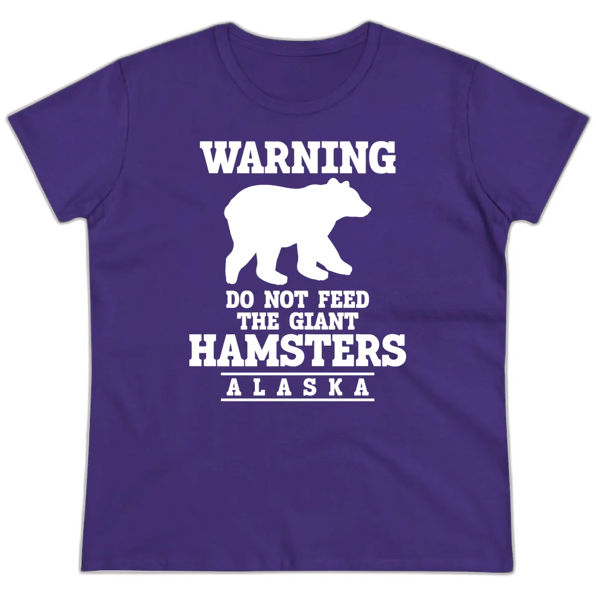 Do Not Feed The Giant Hamsters Ladies Tee in Purple