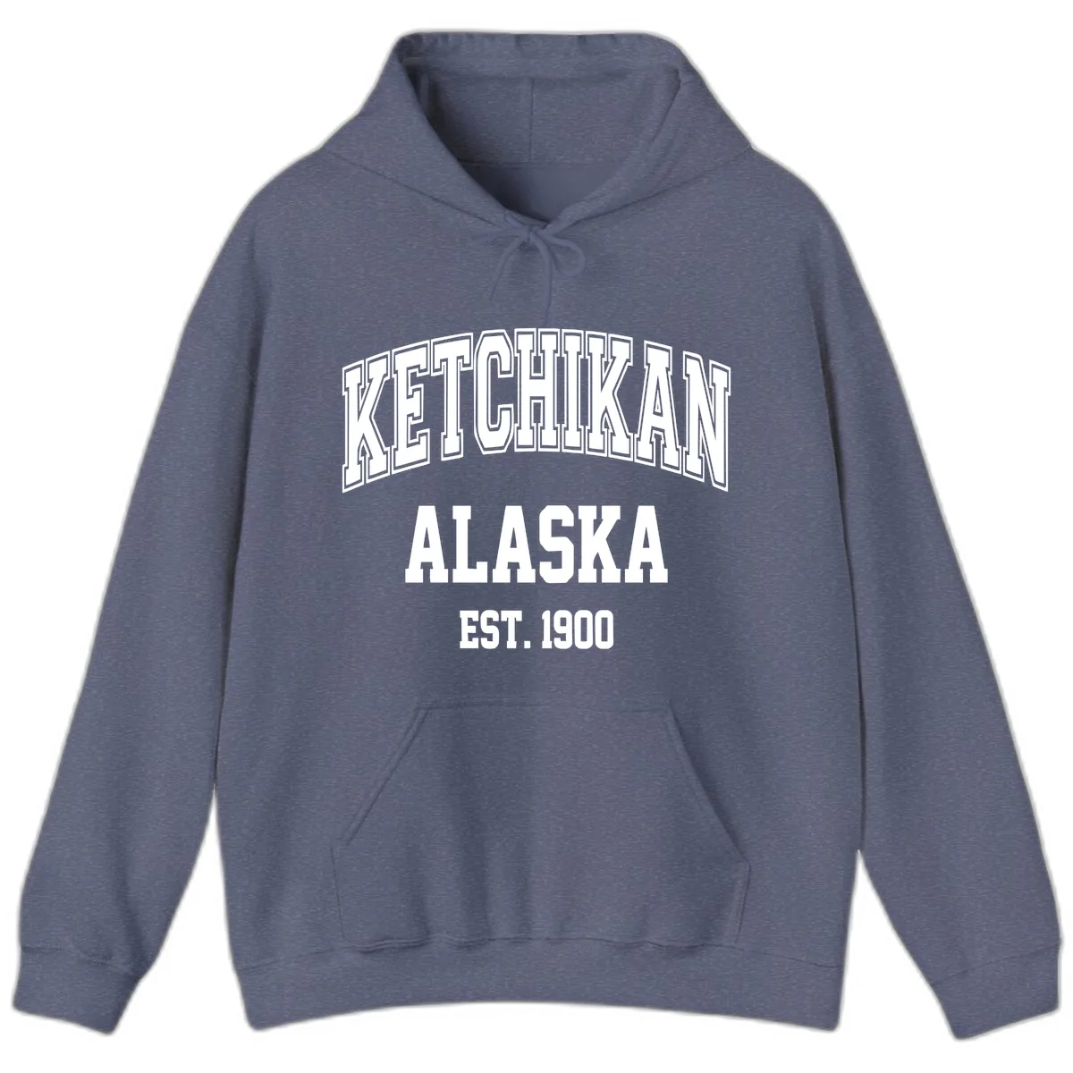 Ketchikan Alaska Est 1900 Hoodie in Heather Navy
