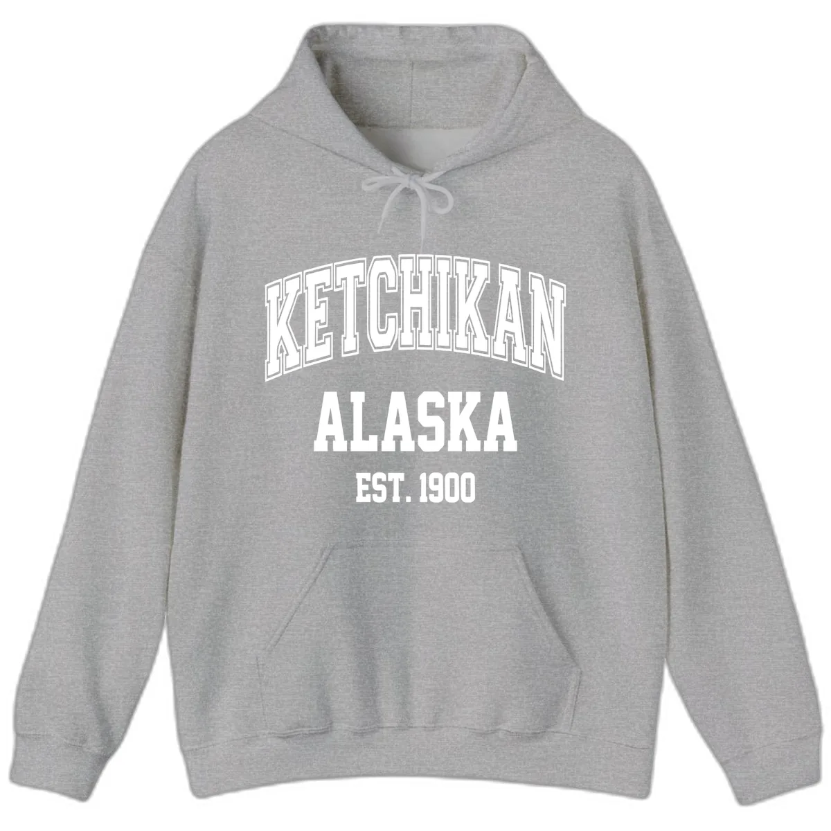 Ketchikan Alaska Est 1900 Hoodie in Sport Grey