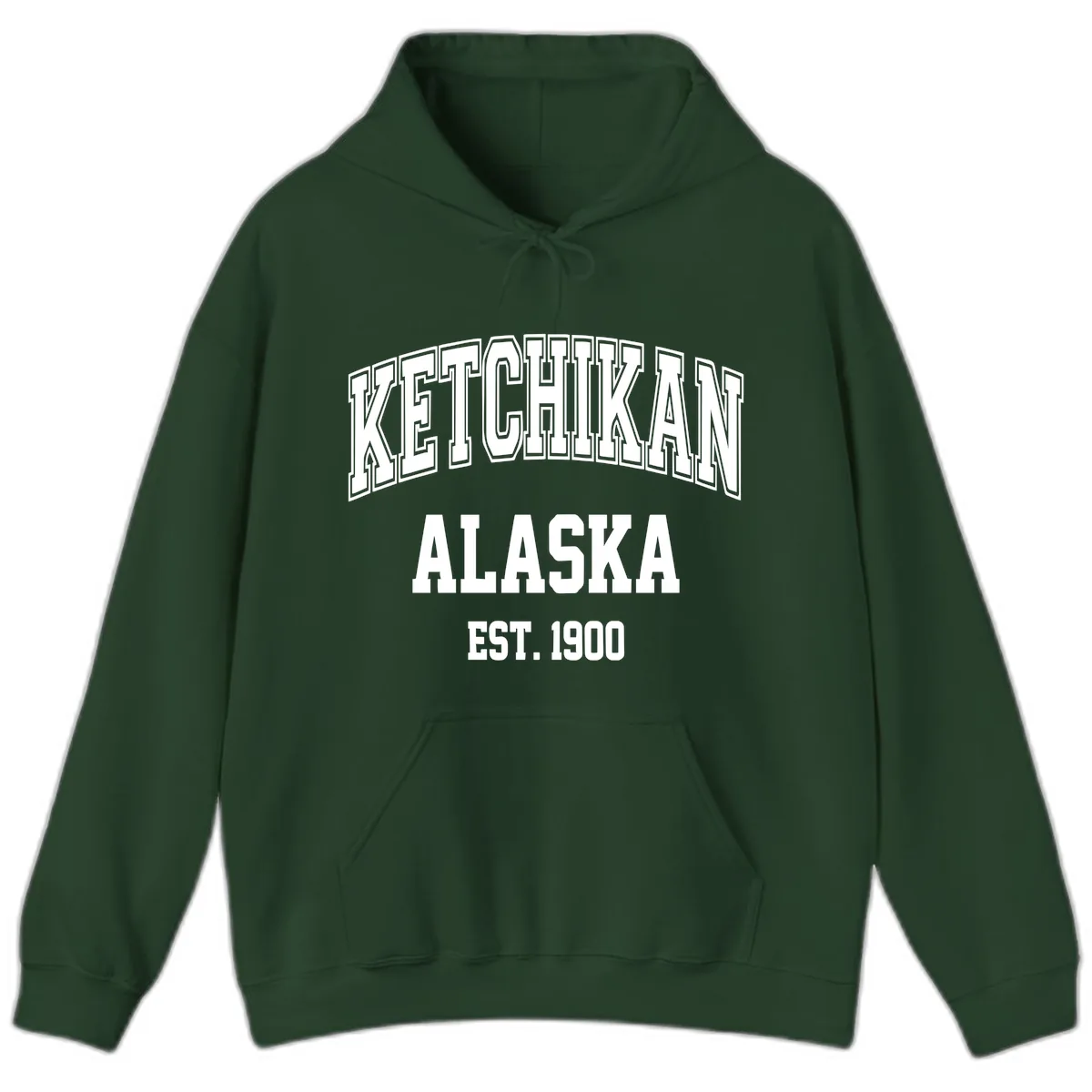 Ketchikan Alaska Est 1900 Hoodie in Forest Green