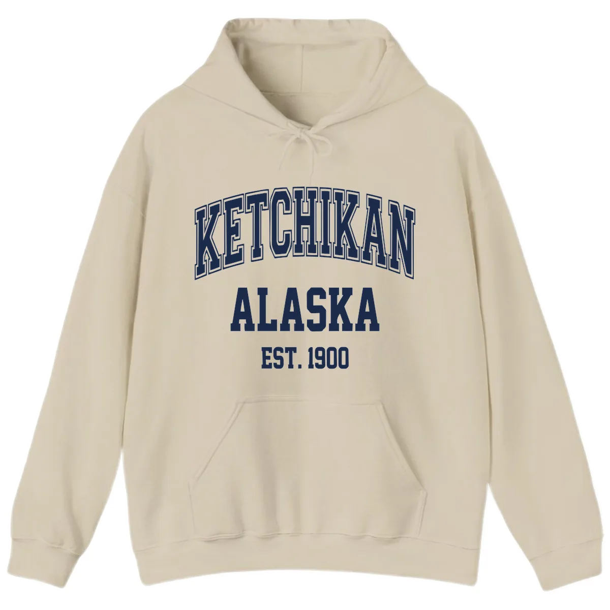 Ketchikan Alaska Est 1900 Hoodie in Sand