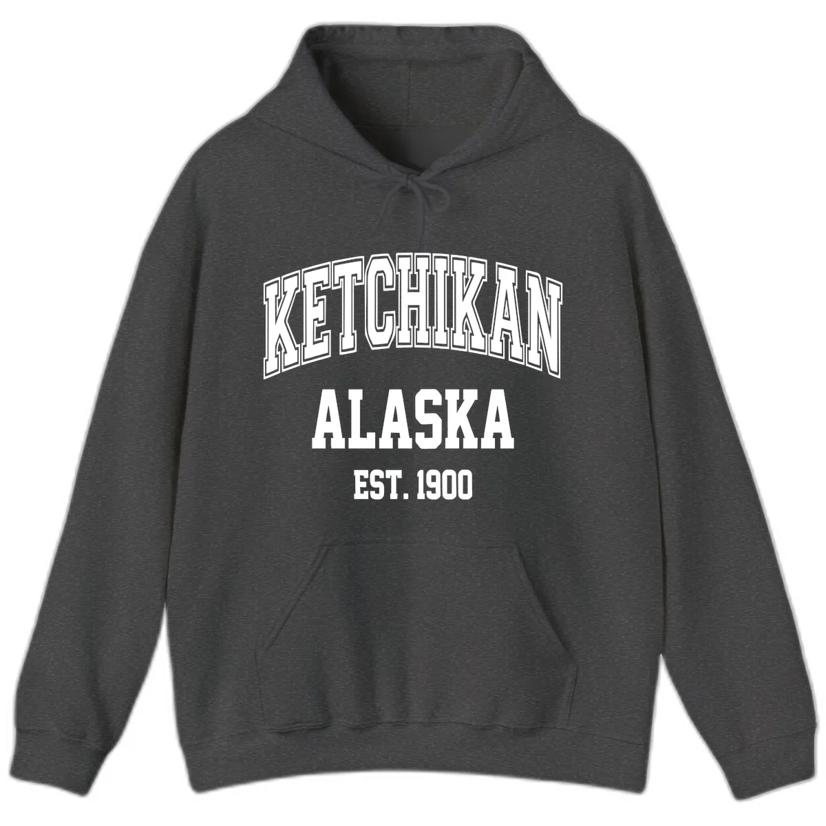 Ketchikan Alaska Est 1900 Hoodie in Dark Heather