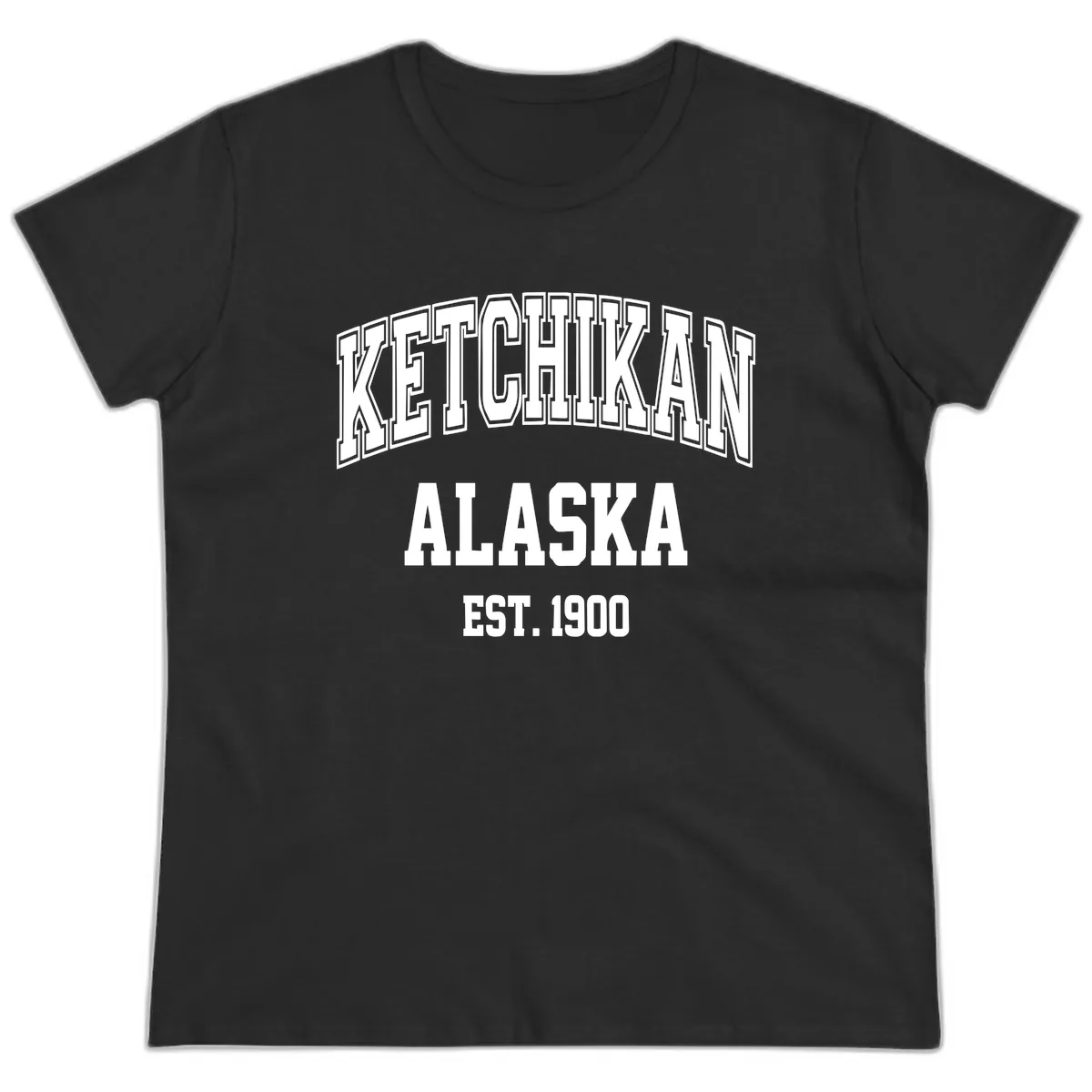 Ketchikan Alaska Est 1900 Ladies Tee in Black