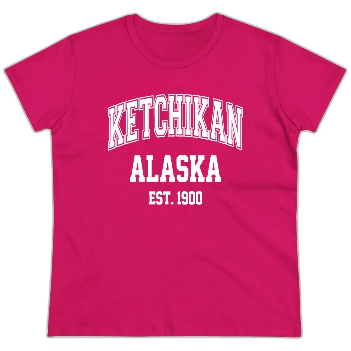 Ketchikan Alaska Est 1900 Ladies Tee in Heliconia