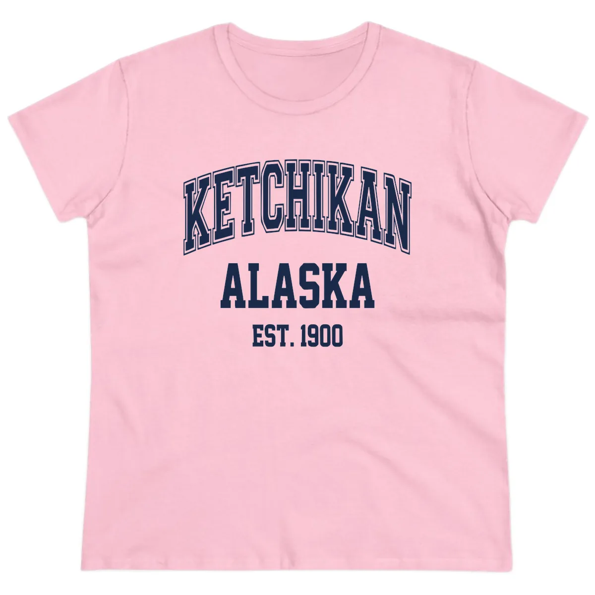 Ketchikan Alaska Est 1900 Ladies Tee in Light Pink