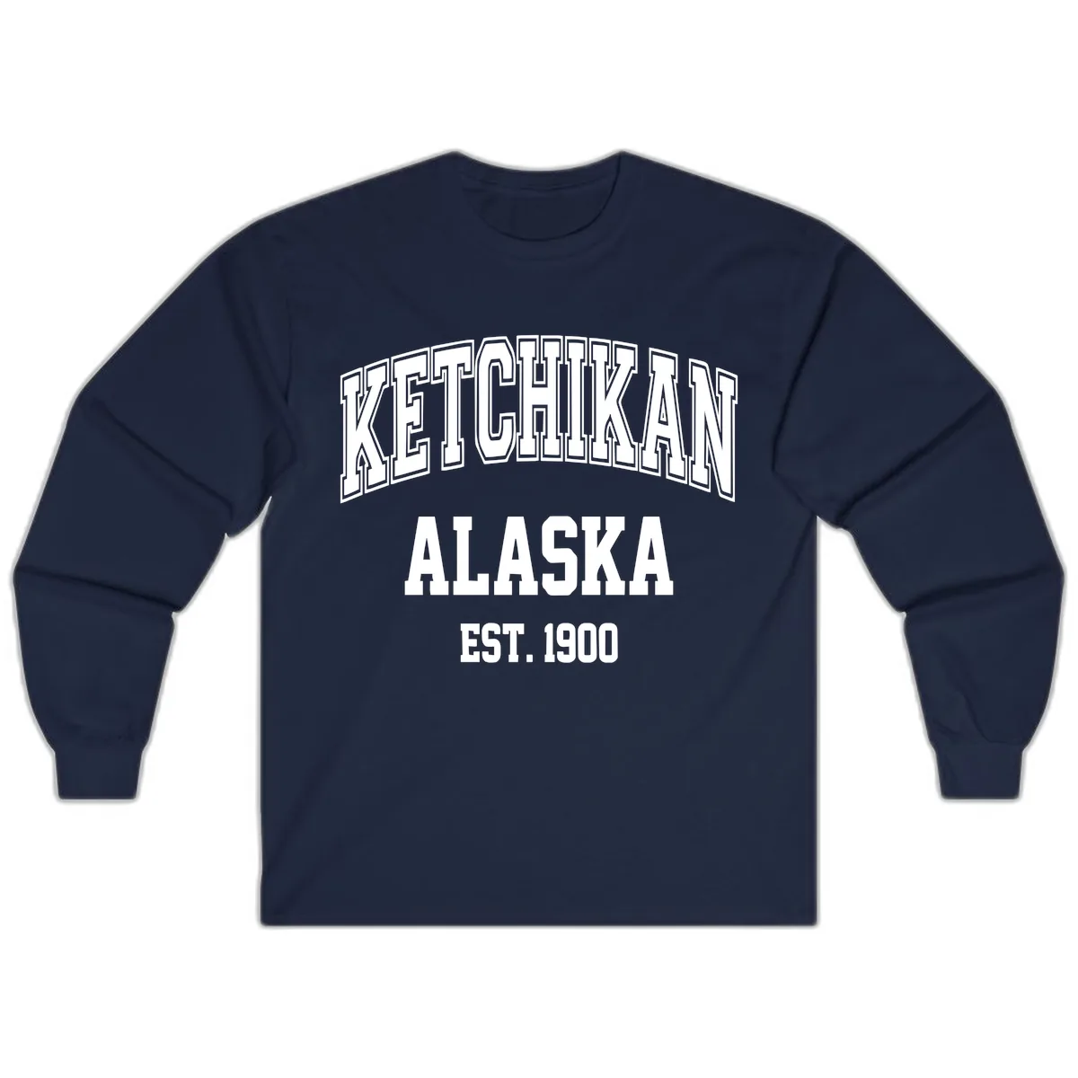 Ketchikan Alaska Est 1900 Long Sleeve in Navy