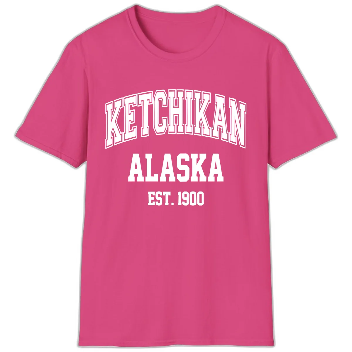 Ketchikan Alaska Est 1900 T-Shirt in Heliconia