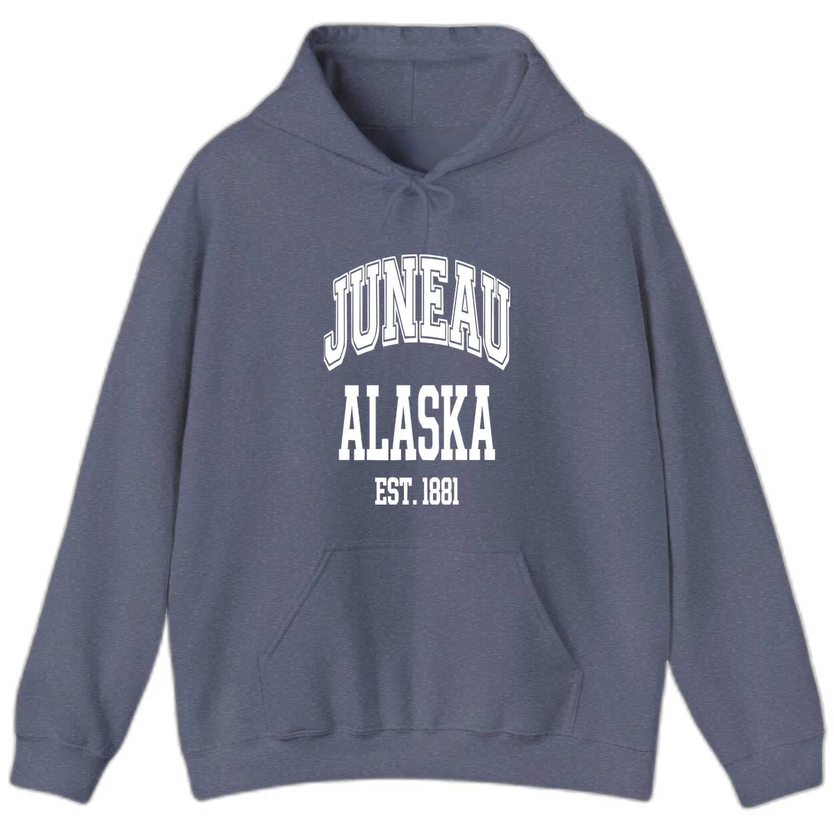 Juneau At Alaska Est 1881 Hoodie in Heather Navy