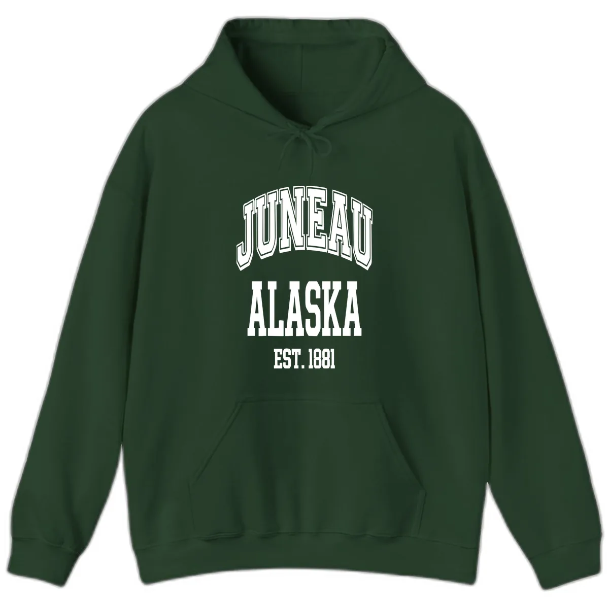 Juneau At Alaska Est 1881 Hoodie in Forest Green