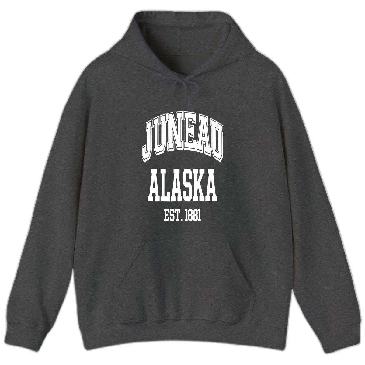 Juneau At Alaska Est 1881 Hoodie in Dark Heather