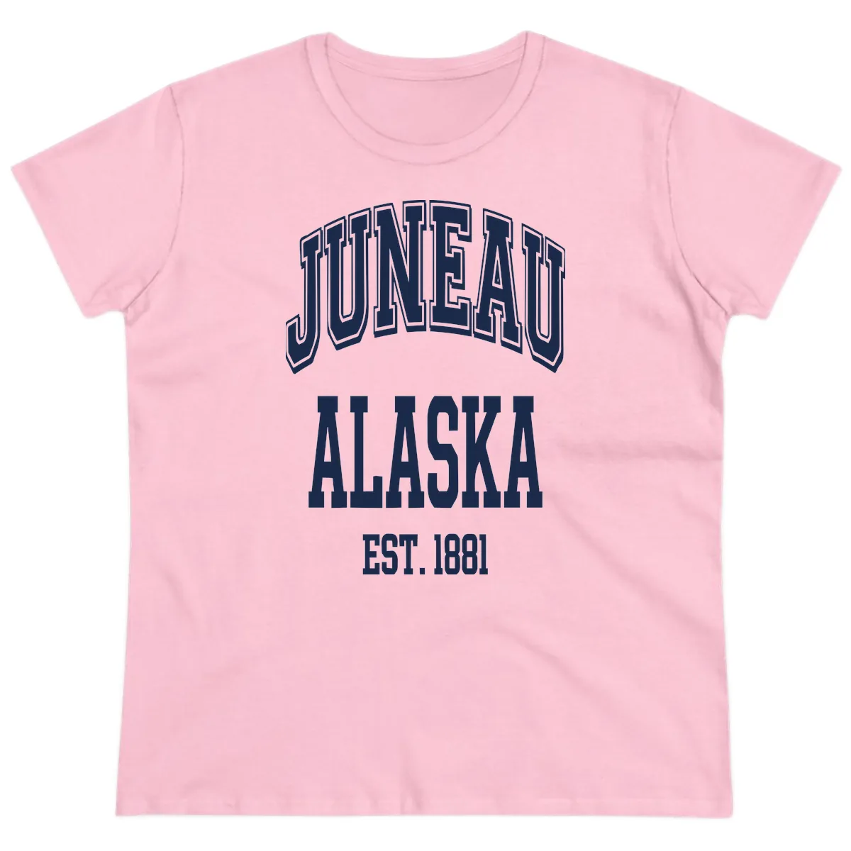 Juneau At Alaska Est 1881 Ladies Tee in Light Pink