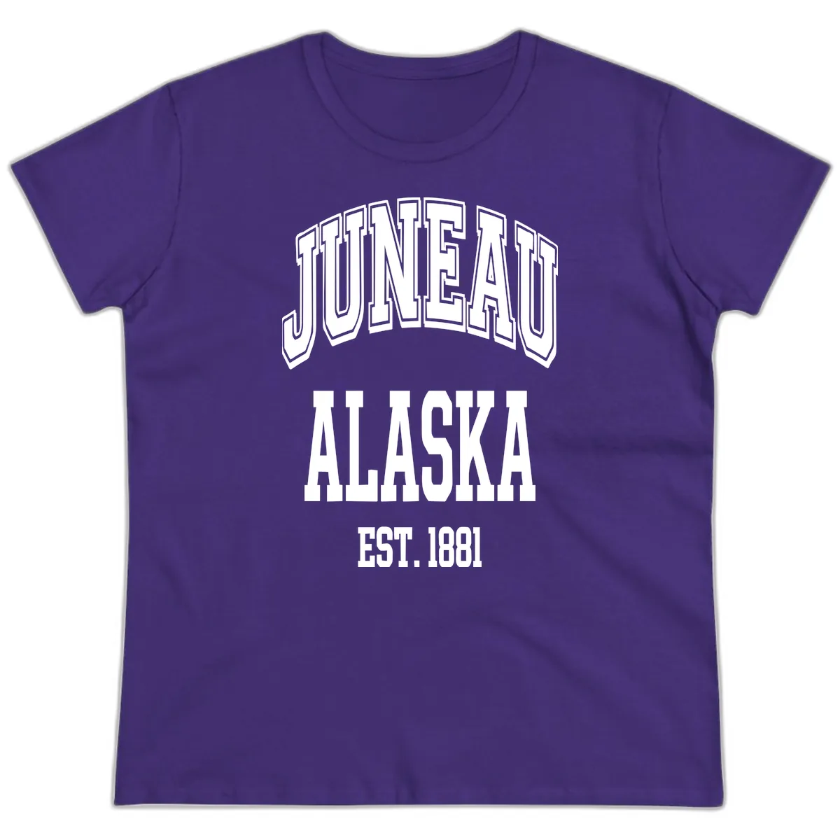 Juneau At Alaska Est 1881 Ladies Tee in Purple