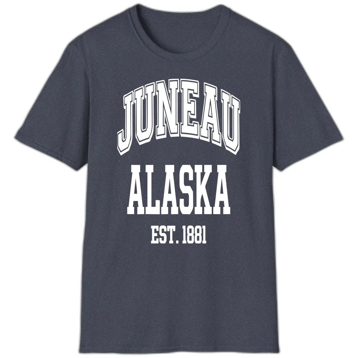 Juneau At Alaska Est 1881 T-Shirt in Heather Navy