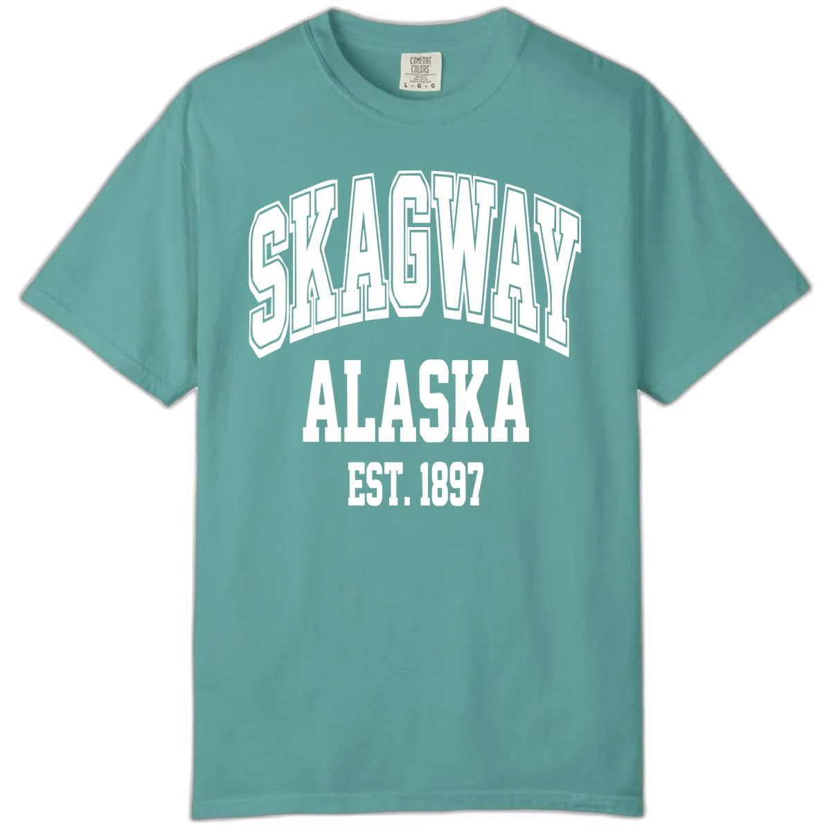 Skagway Alaska Established 1897 Comfort Color in Seafoam