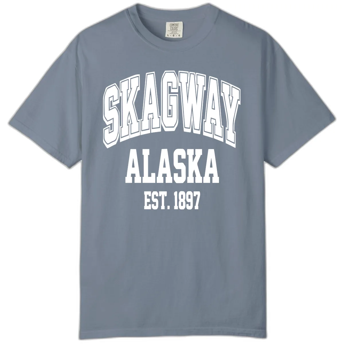 Skagway Alaska Established 1897 Comfort Color in Blue Jean