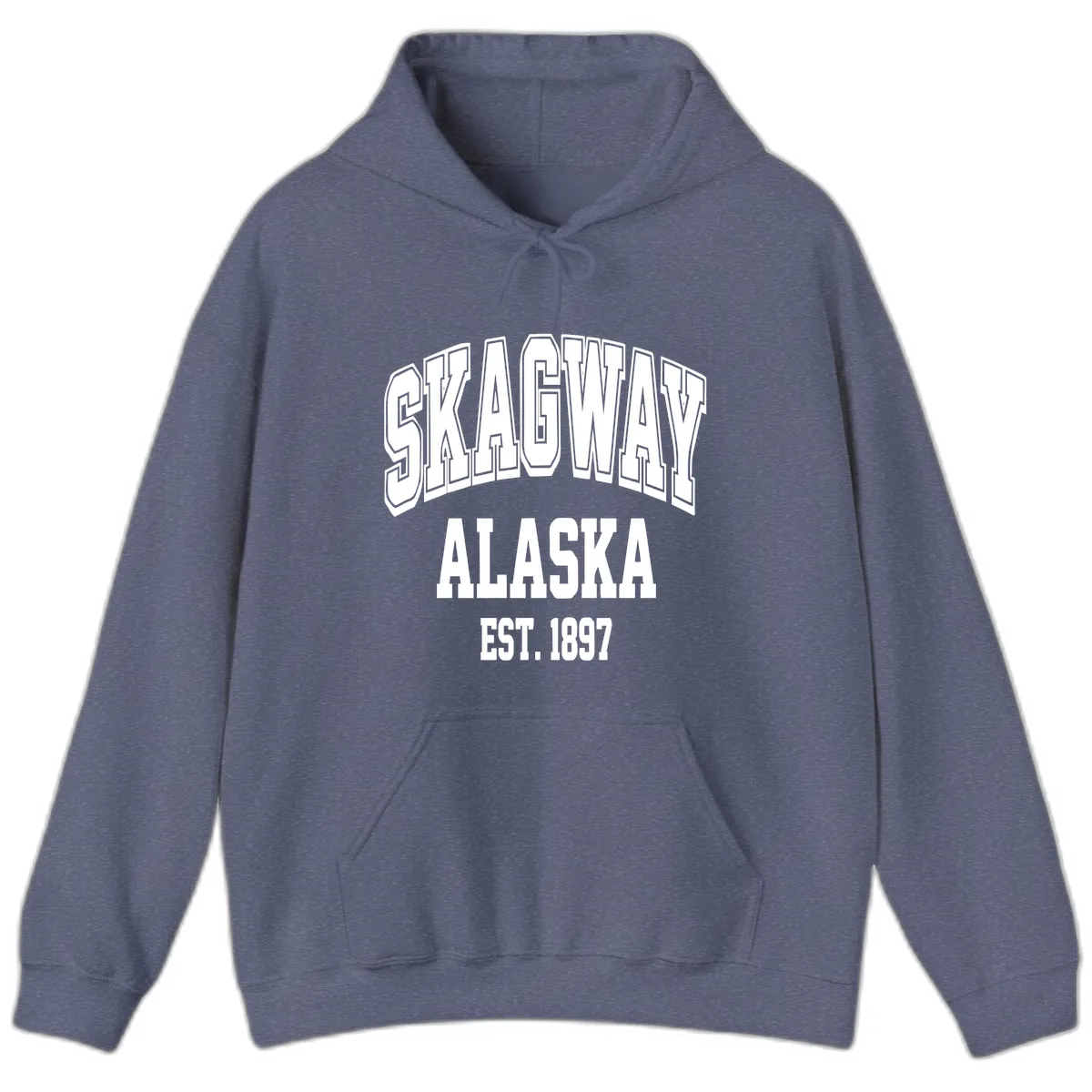 Skagway Alaska Established 1897 Hoodie in Heather Navy