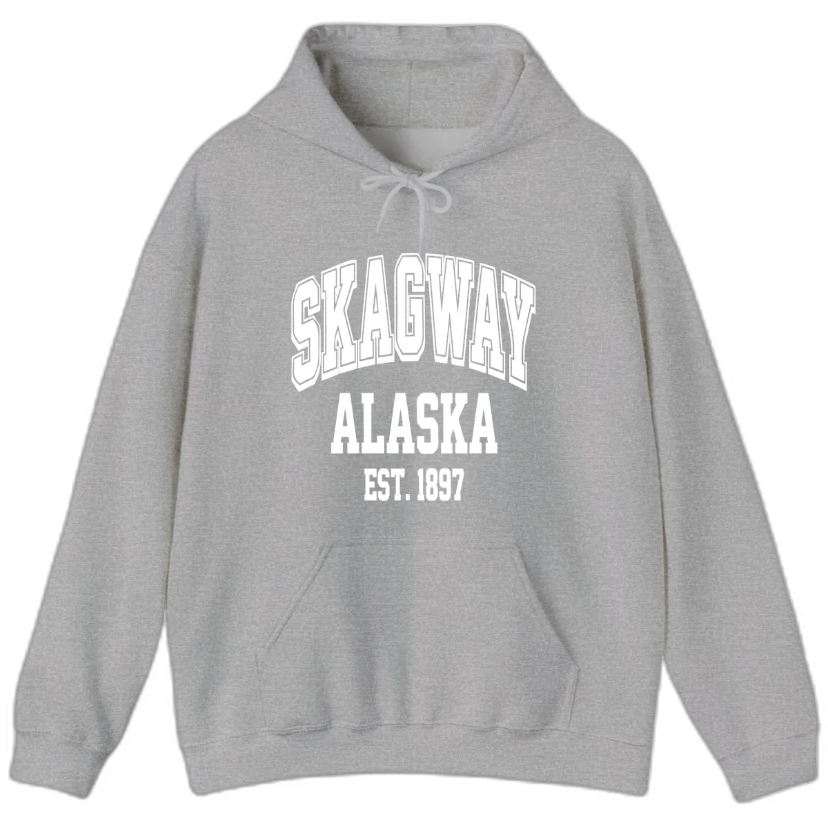 Skagway Alaska Established 1897 Hoodie in Sport Grey