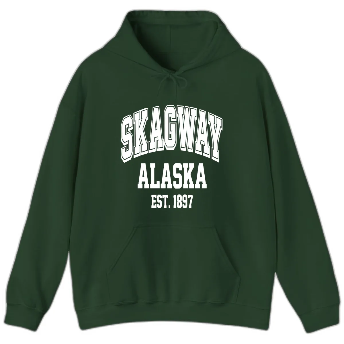 Skagway Alaska Established 1897 Hoodie in Forest Green