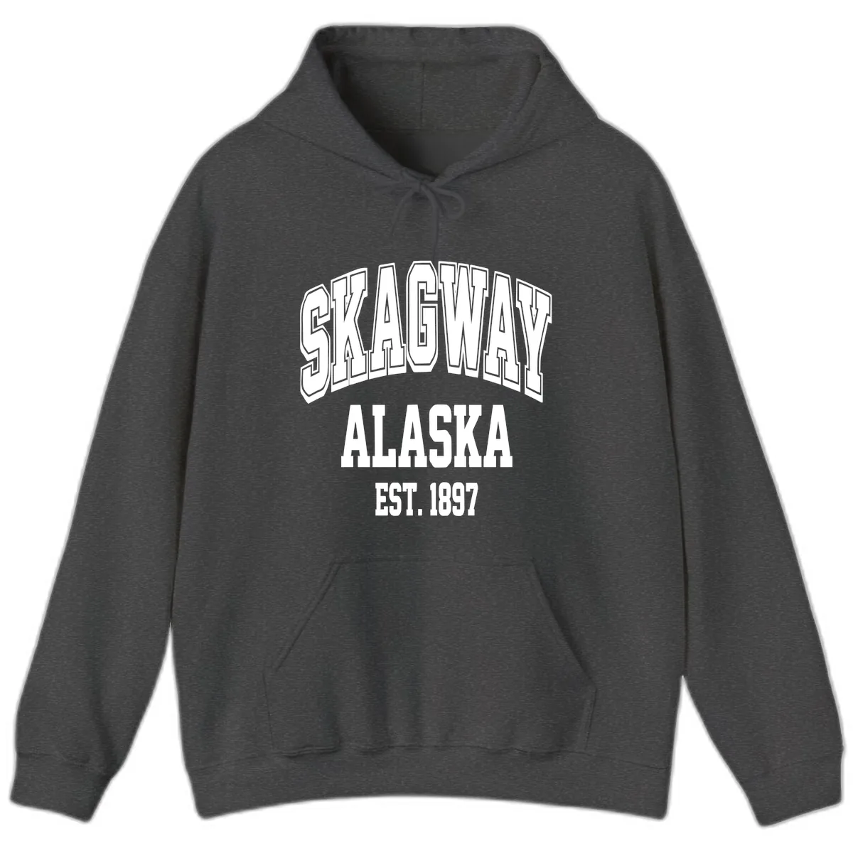 Skagway Alaska Established 1897 Hoodie in Dark Heather