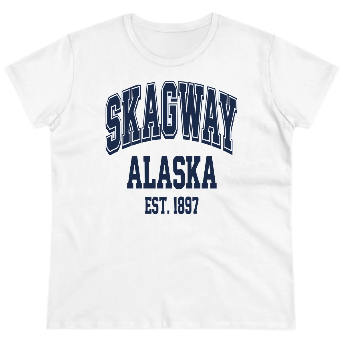 Skagway Alaska Established 1897 Ladies Tee in White