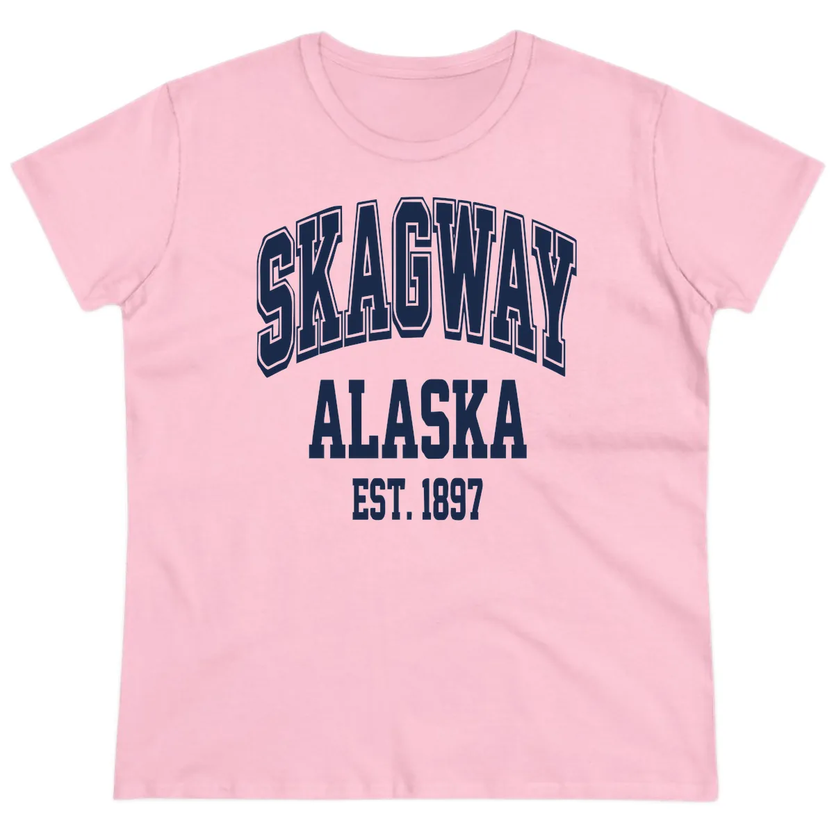 Skagway Alaska Established 1897 Ladies Tee in Light Pink