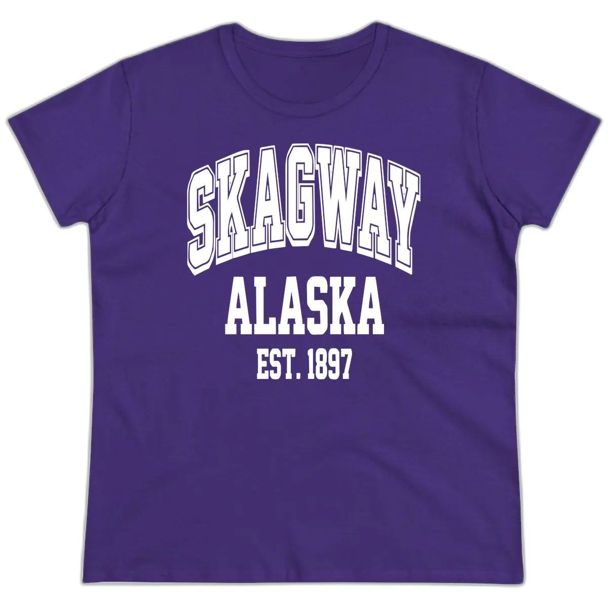 Skagway Alaska Established 1897 Ladies Tee in Purple
