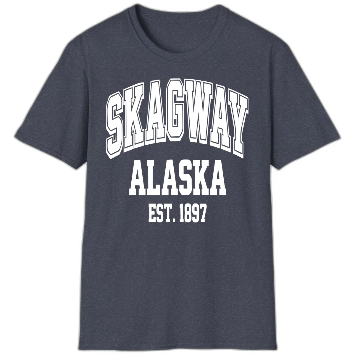 Skagway Alaska Established 1897 T-Shirt in Heather Navy