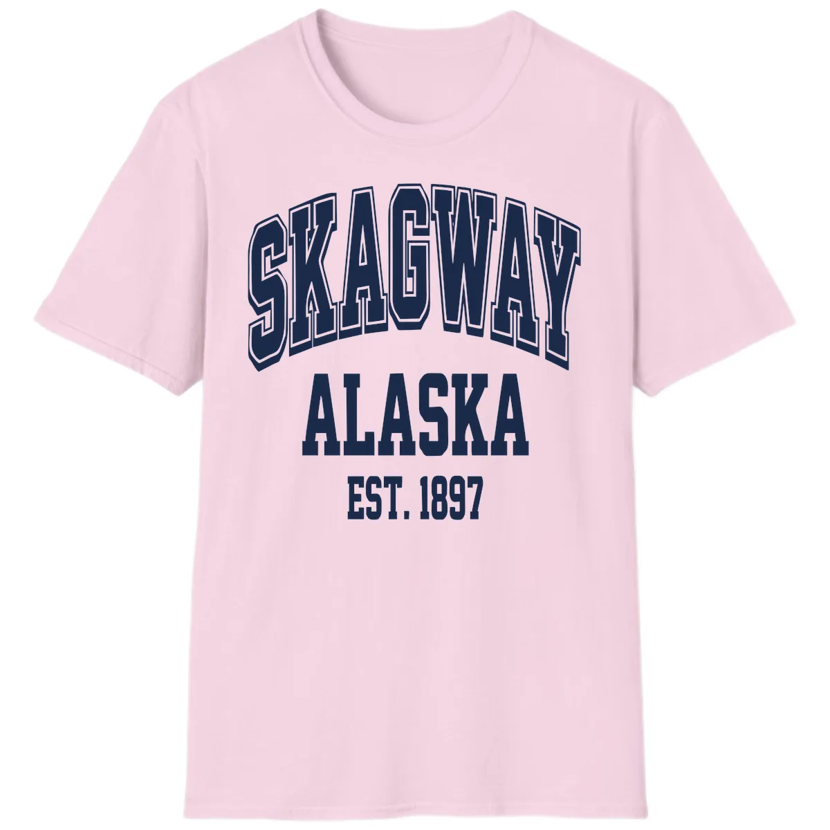 Skagway Alaska Established 1897 T-Shirt in Light Pink