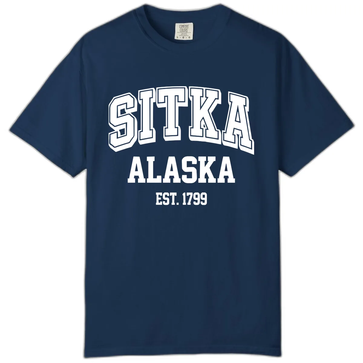 Sitka Alaska Est 1799 Vintage Badge Comfort Color in Navy