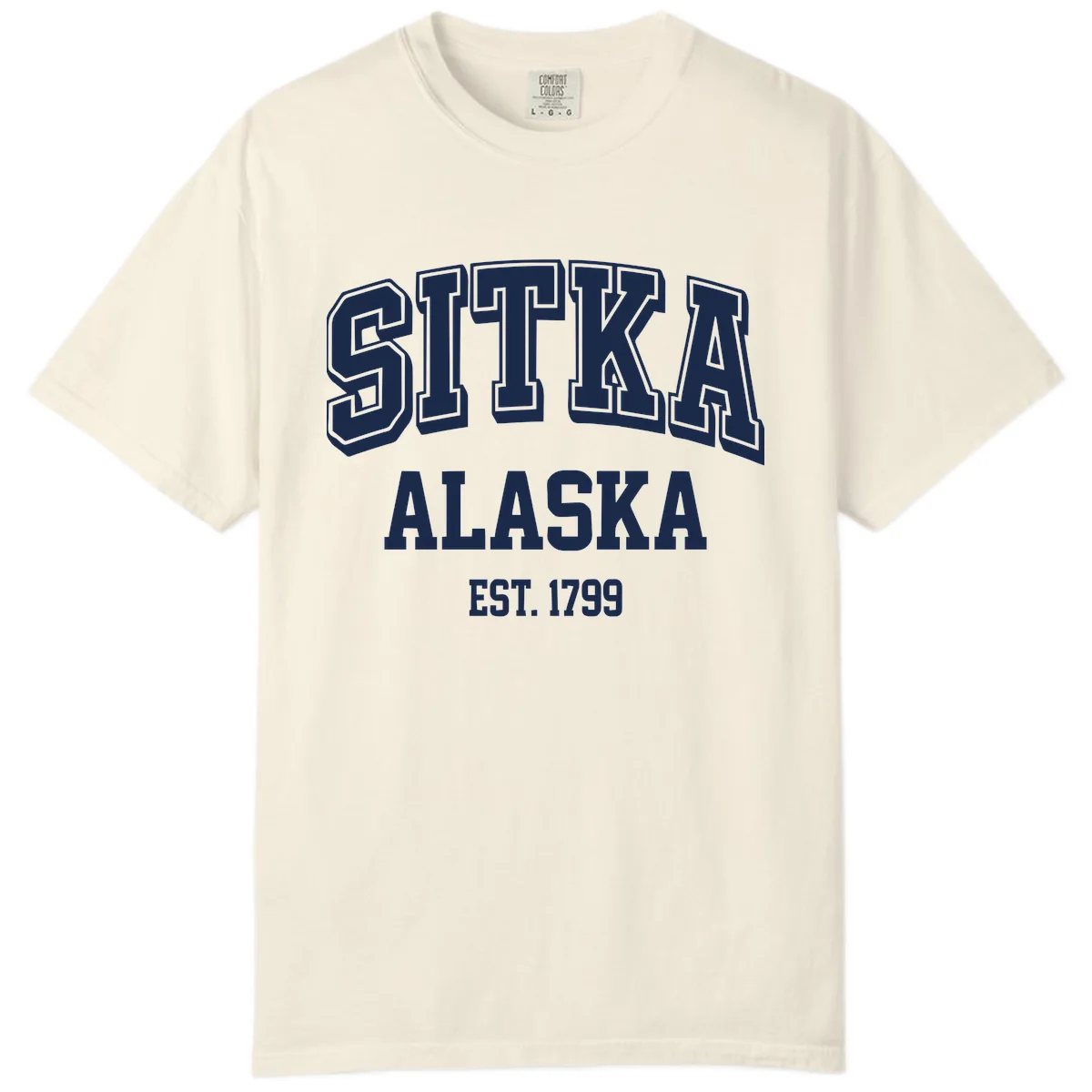 Sitka Alaska Est 1799 Vintage Badge Comfort Color in Ivory