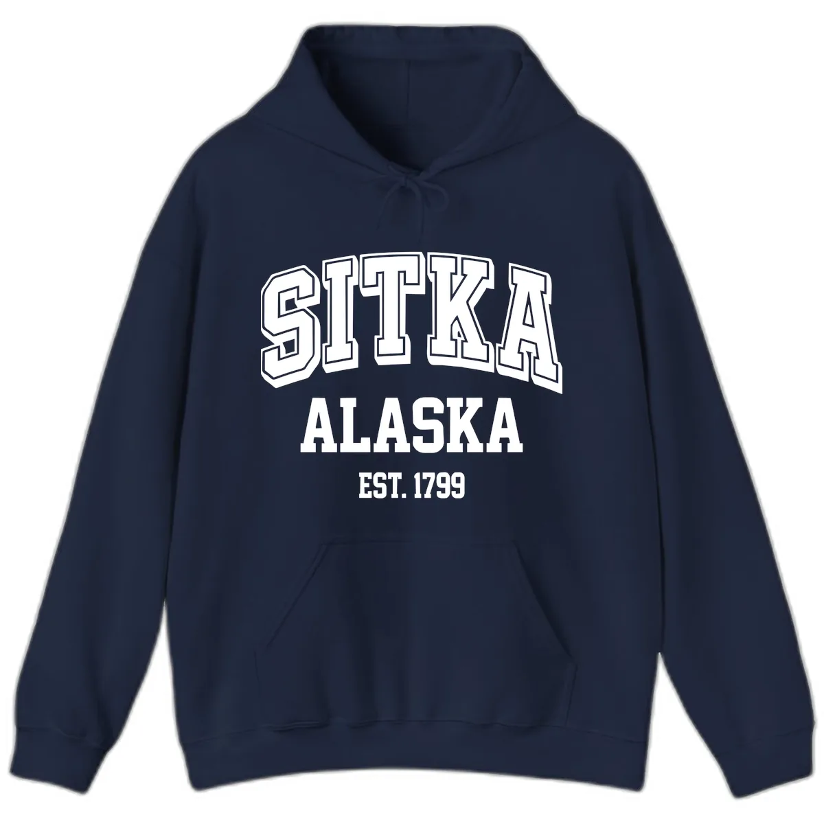Sitka Alaska Est 1799 Vintage Badge Hoodie in Navy