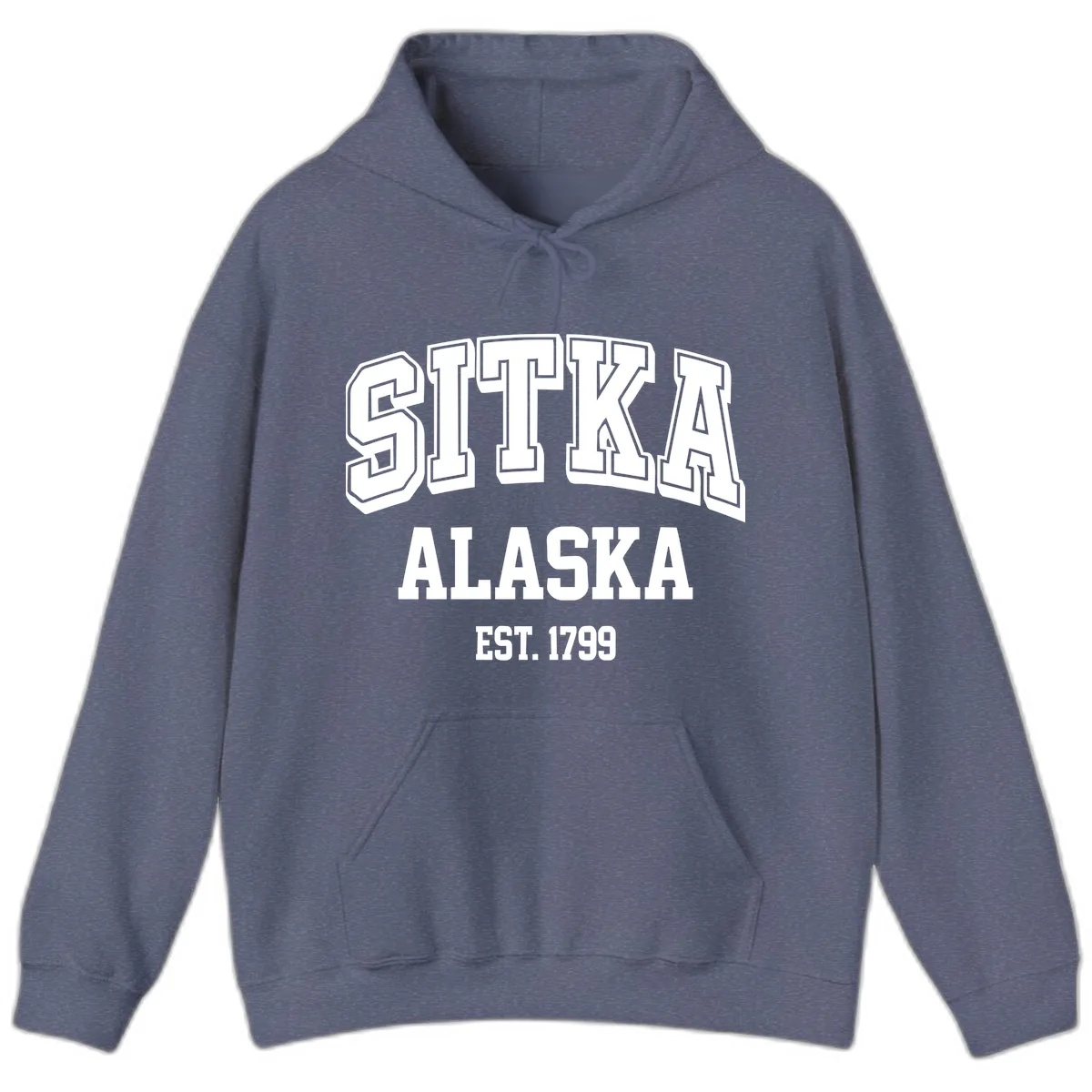 Sitka Alaska Est 1799 Vintage Badge Hoodie in Heather Navy