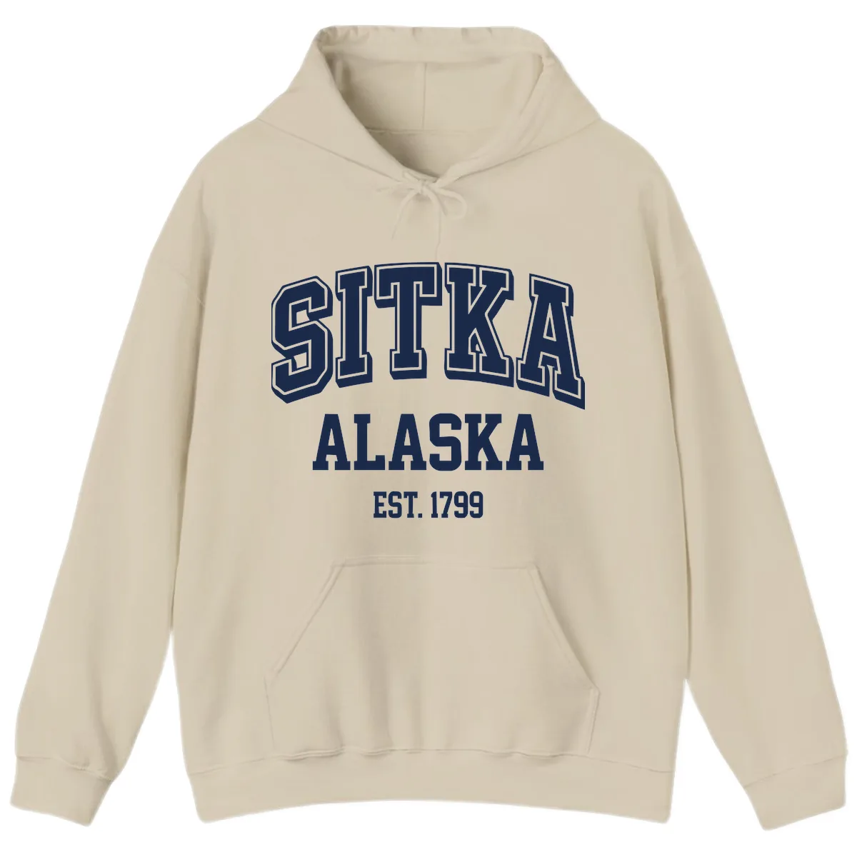Sitka Alaska Est 1799 Vintage Badge Hoodie in Sand