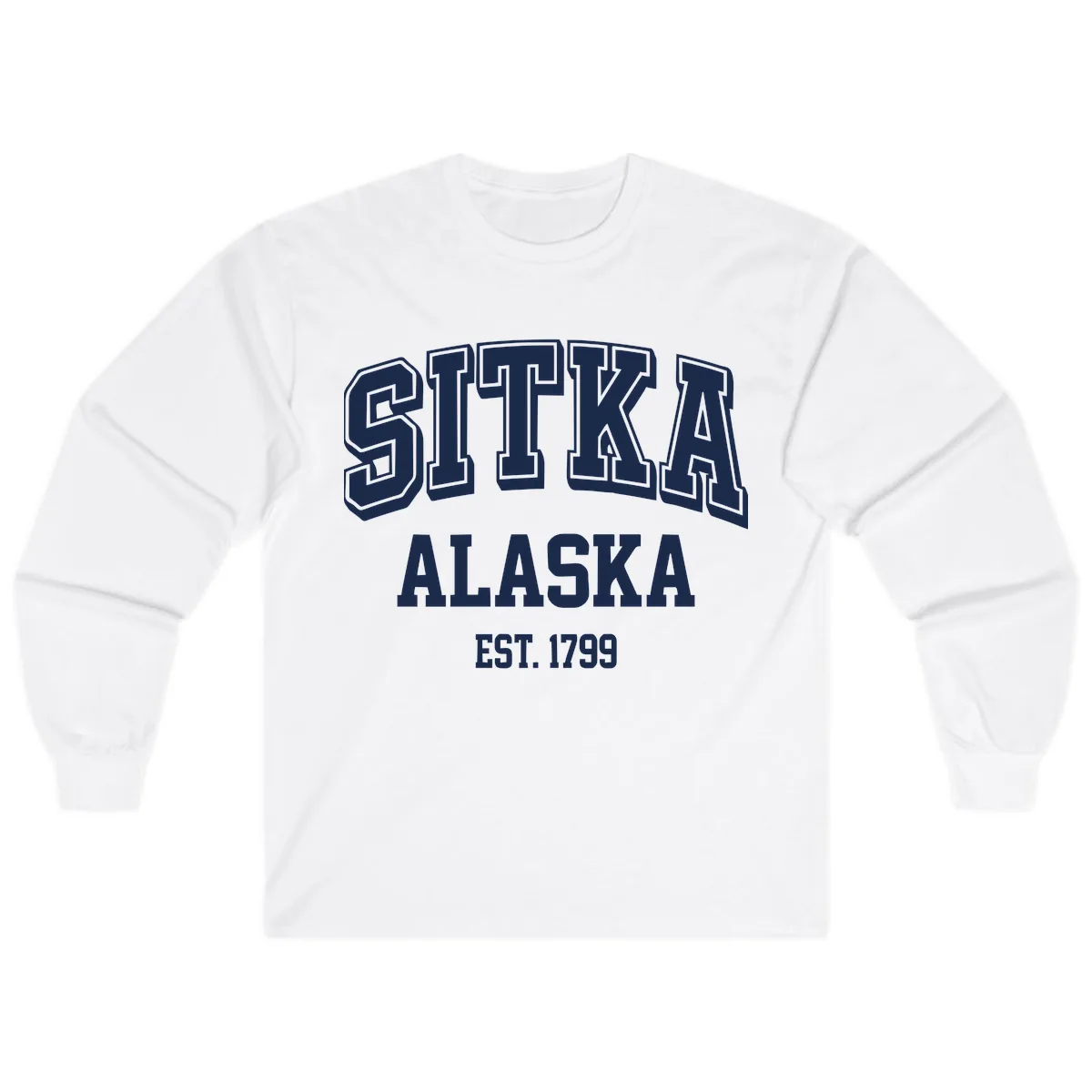 Sitka Alaska Est 1799 Vintage Badge Long Sleeve in White