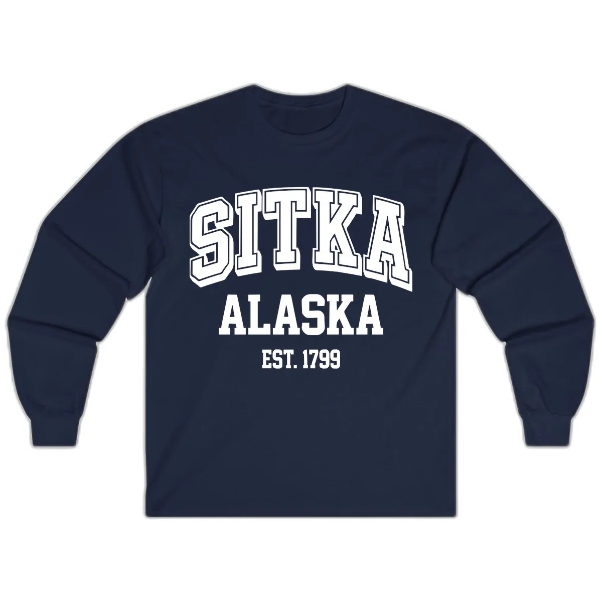Sitka Alaska Est 1799 Vintage Badge Long Sleeve in Navy