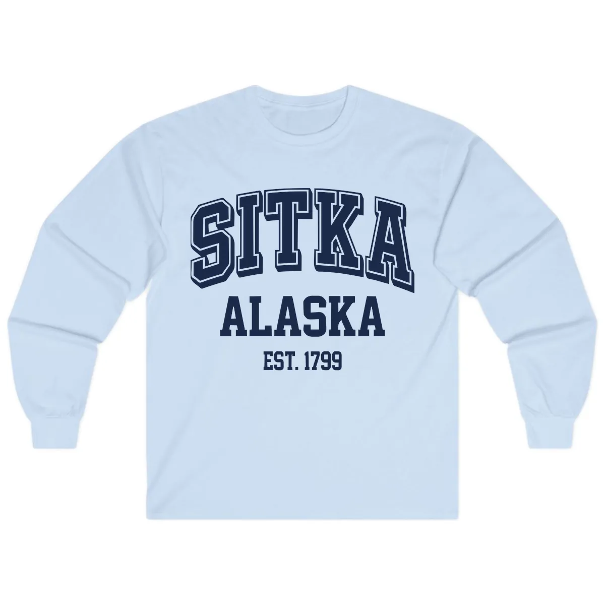 Sitka Alaska Est 1799 Vintage Badge Long Sleeve in Light Blue