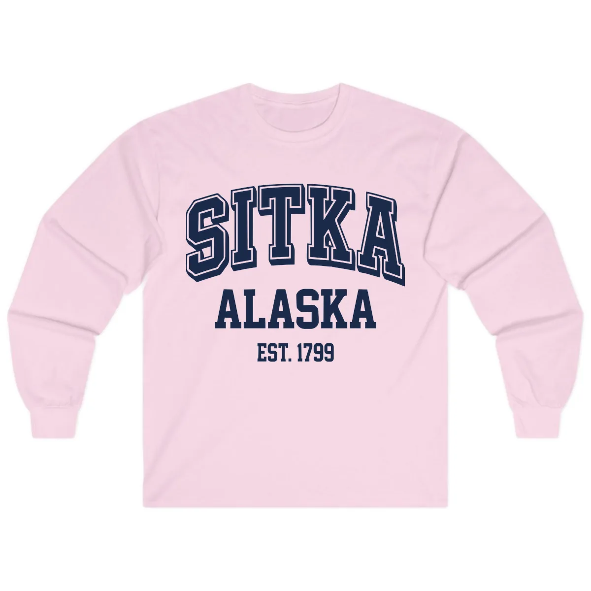 Sitka Alaska Est 1799 Vintage Badge Long Sleeve in Light Pink