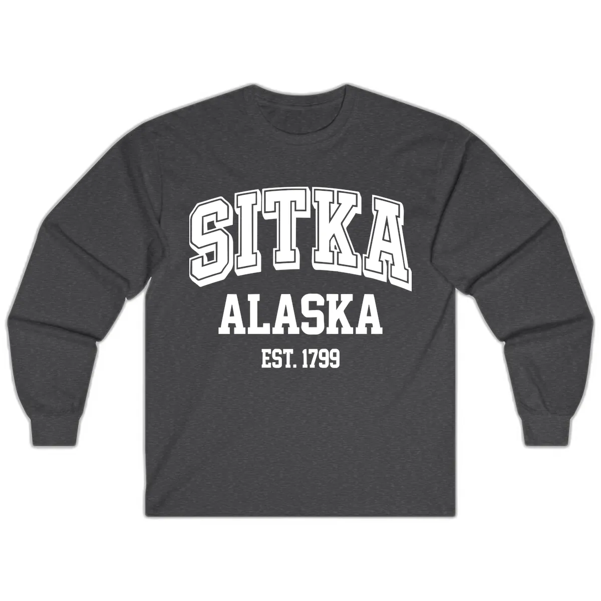 Sitka Alaska Est 1799 Vintage Badge Long Sleeve in Dark Heather