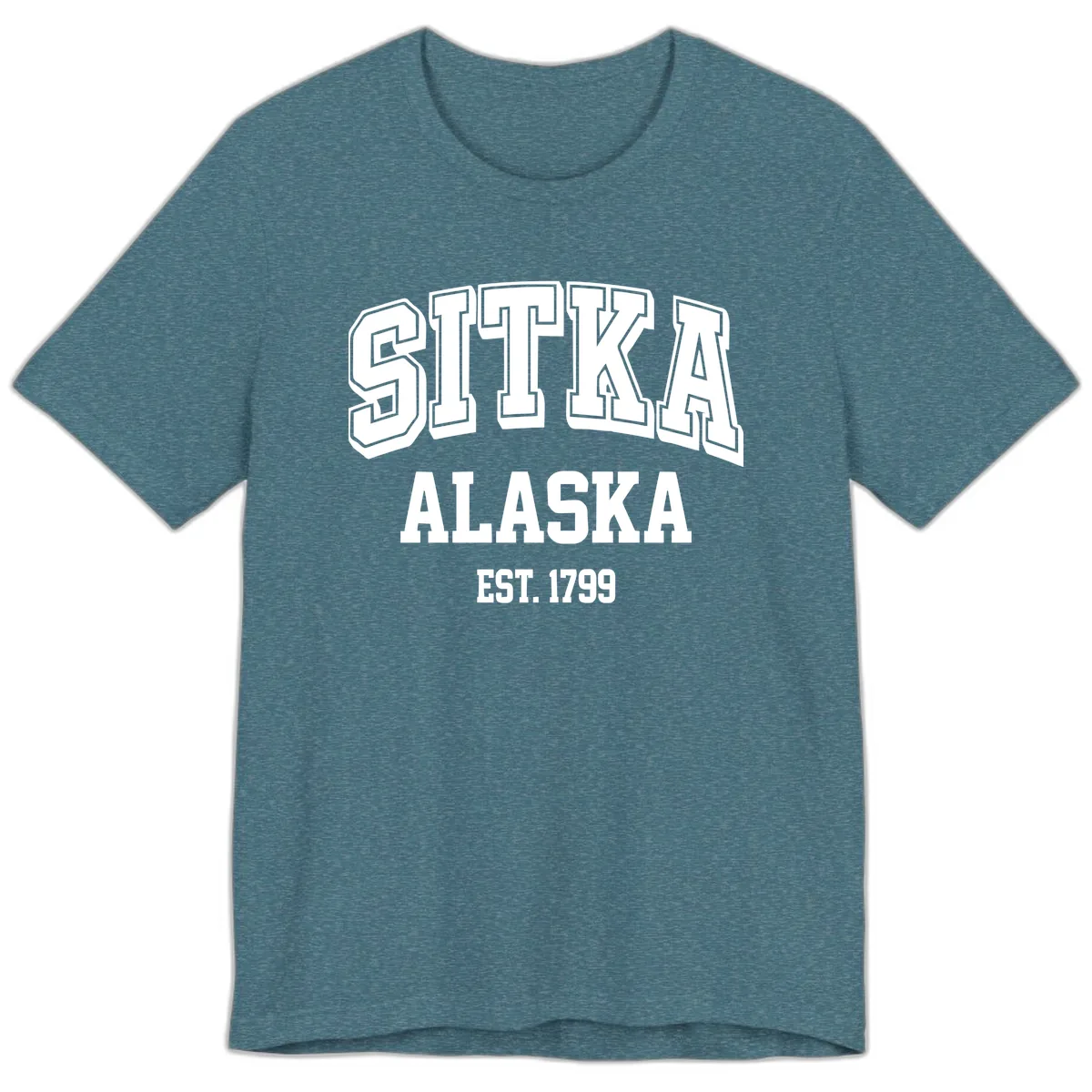 Sitka Alaska Est 1799 Vintage Badge Premium T-Shirt in Heather Deep Teal