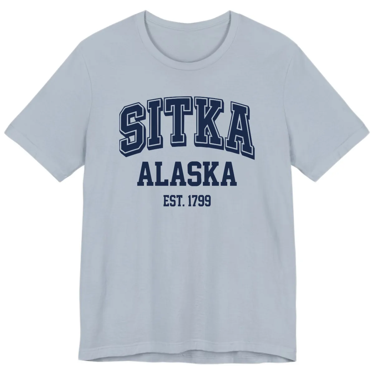 Sitka Alaska Est 1799 Vintage Badge Premium T-Shirt in Light Blue