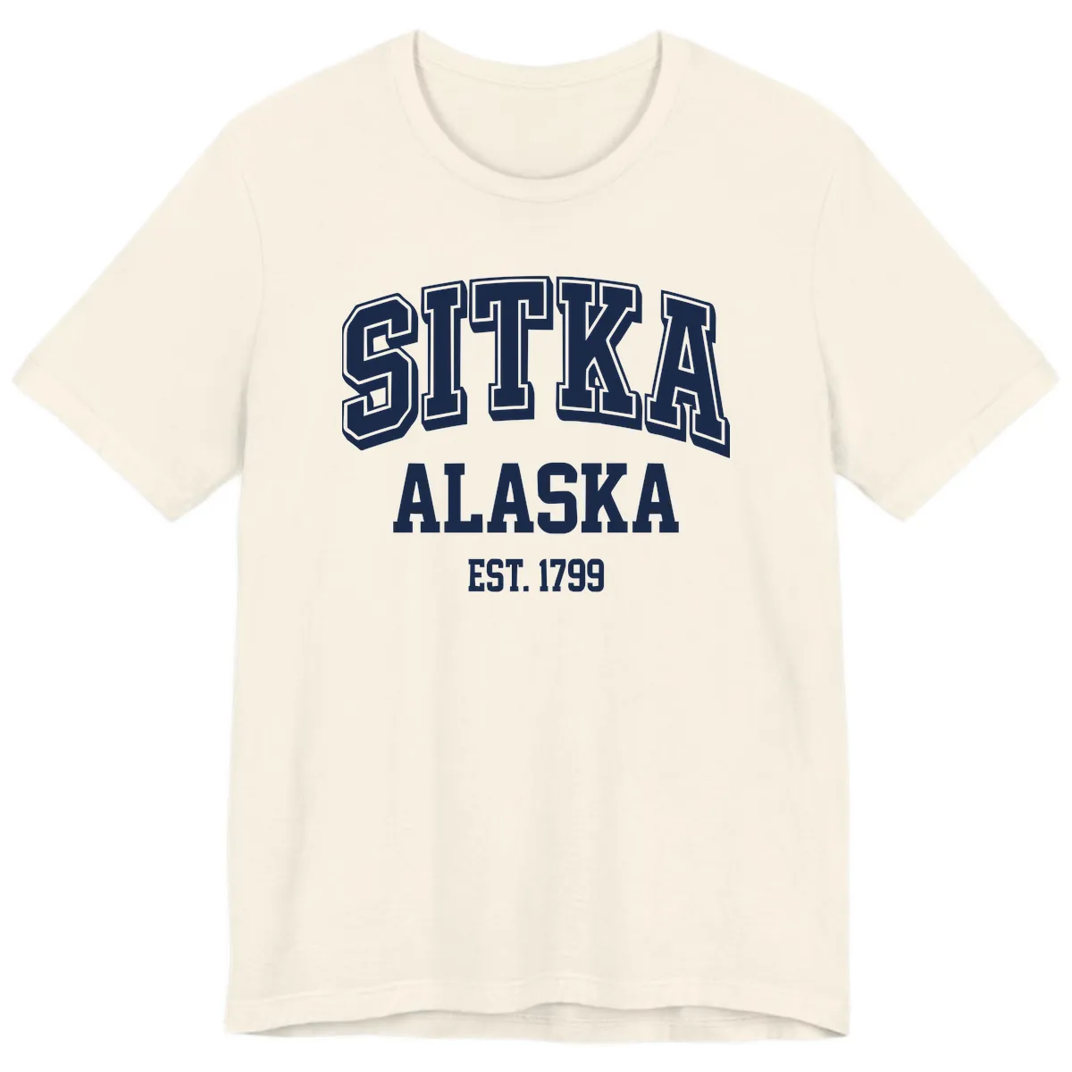 Sitka Alaska Est 1799 Vintage Badge Premium T-Shirt in Natural