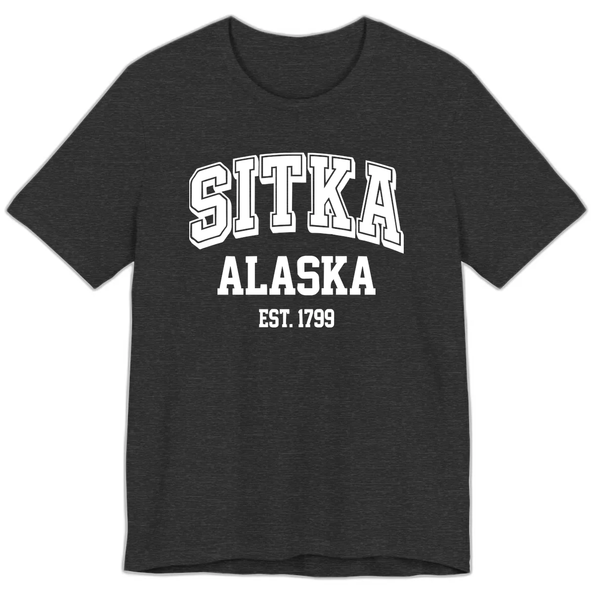 Sitka Alaska Est 1799 Vintage Badge Premium T-Shirt in Dark Grey Heather
